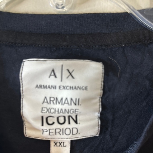Armani Exchange Icon Period XXL Navy White Long Sleeve Shirt - Picture 3 of 4